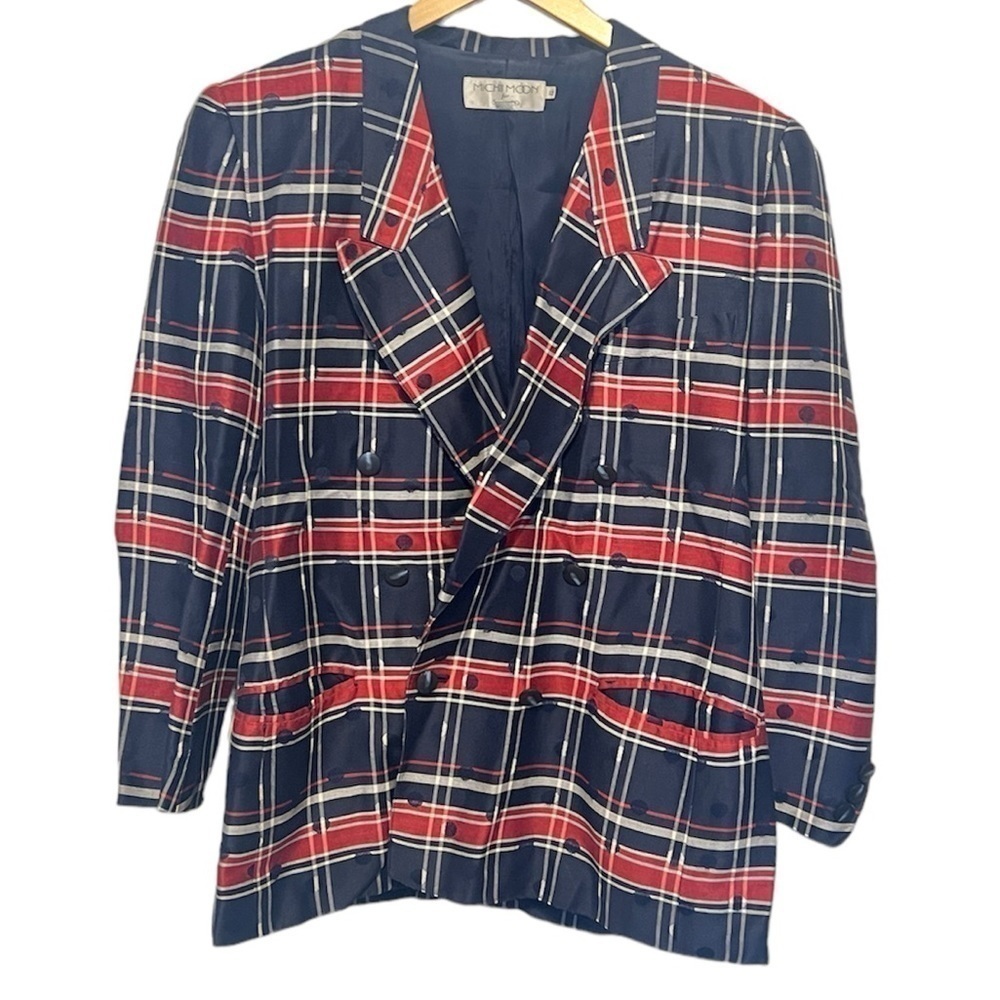 Michii Moon for Sanyo Plaid Polka Dot Blazer 12